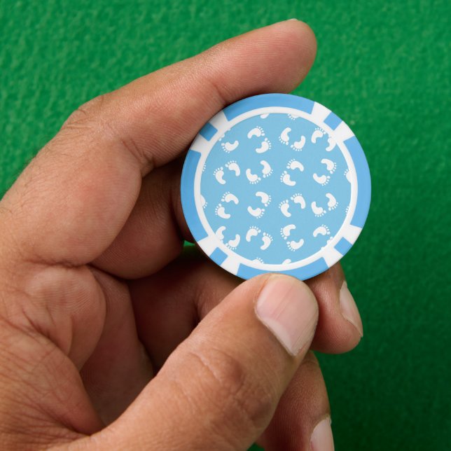 Jetons De Poker Empreintes bébé, Pied bébé, Marches, Bleu, Garçon (main)