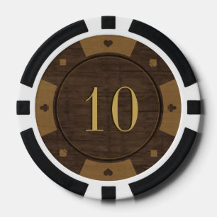 Jetons de poker en bois rustiques de style de