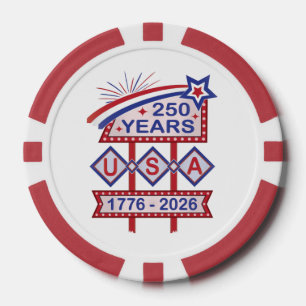 Jetons De Poker Enseigne à Marquee Rétro USA 250e Anniversaire 177