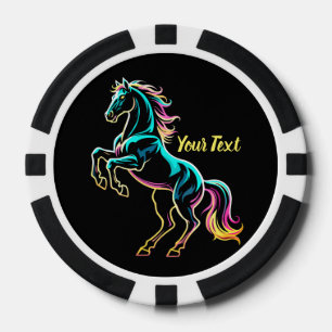 Jetons De Poker Enseigne au néon Cheval Style Rétro Glitch
