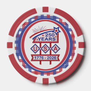 Jetons De Poker Enseigne de marquise rétro USA 250e anniversaire 1