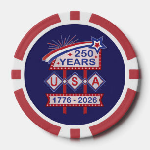Jetons De Poker Enseigne de marquise rétro USA 250e anniversaire 1