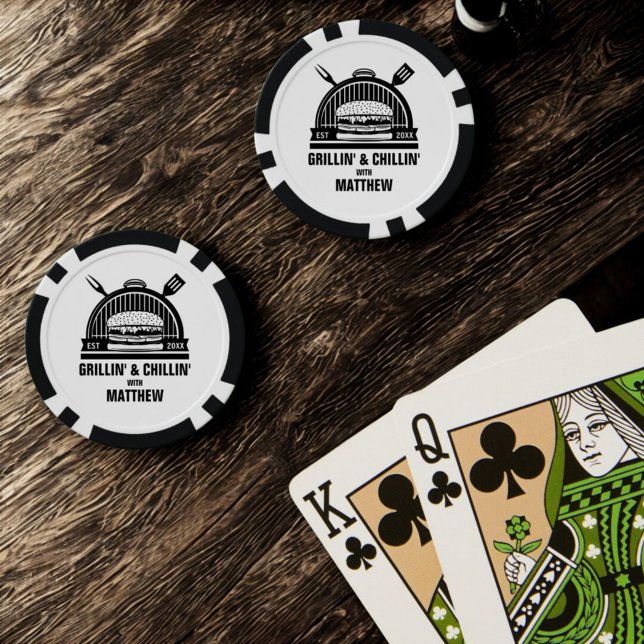 Jetons De Poker Enterrement de vie de garçon Barbecue Grillin' & C (Créateur téléchargé)