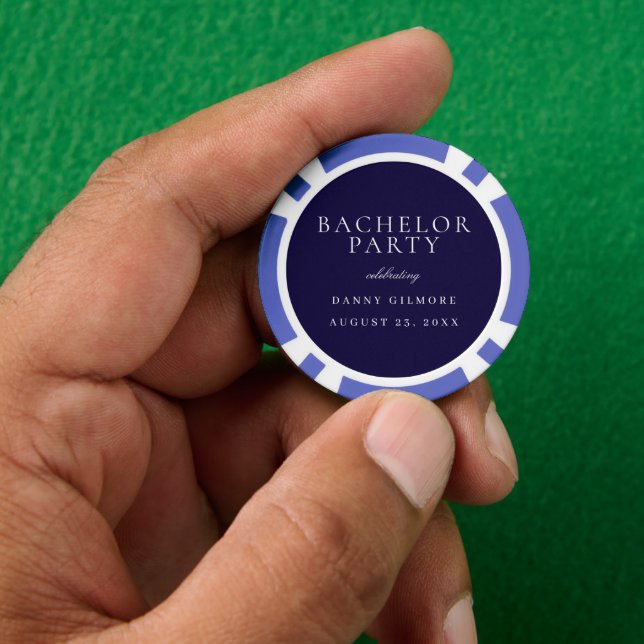 Jetons De Poker Enterrement de vie de garçon classique bleu marine (main)