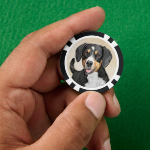 Jetons De Poker Entlebucher Mountain Dog Painting Original Chien A