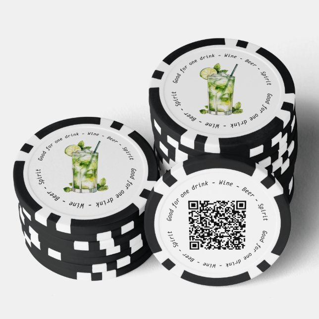 Jetons De Poker Entreprise Événement QR Code Mojito Drink Voucher (Empiler)