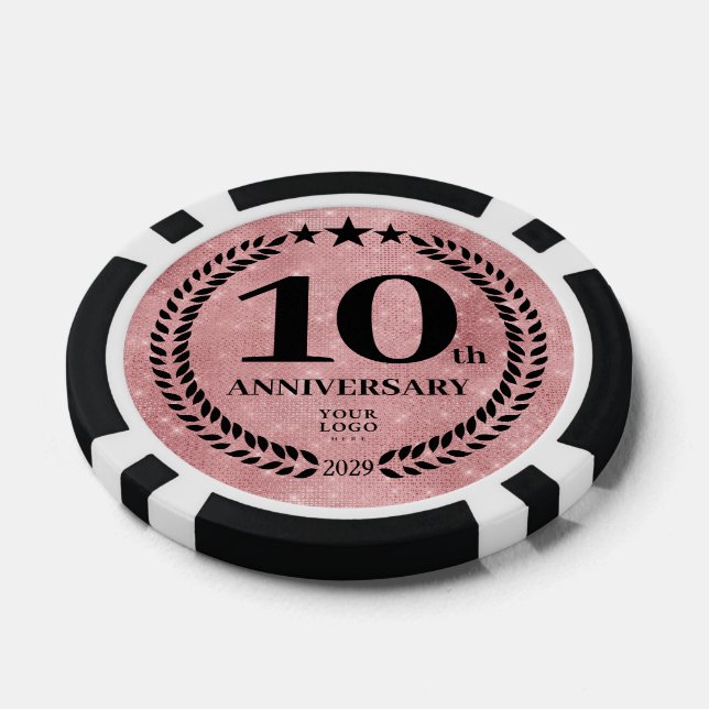 Jetons De Poker Entreprise Rose 10e Anniversaire (Simple)
