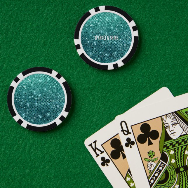 Jetons De Poker Éperche verte Turquoise Aqua (Table de poker (double))