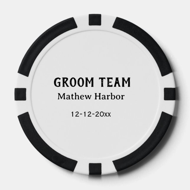 Jetons De Poker Équipe du marié nom du garçon d'honneur date enter (Recto)