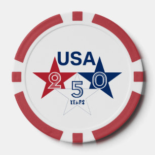 Jetons De Poker États-Unis 250 Ans - Dessin d'étoiles rouges bleue