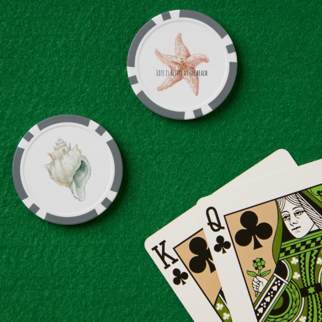 Jetons De Poker Étoile de mer pêche coquille de conque menthe mieu (Table de poker (double))