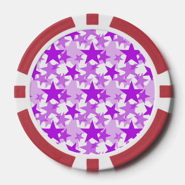 Jetons De Poker Étoiles 3 Violettes (Recto)