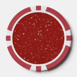 Jetons De Poker Étoiles de parties scintillantes - rouge argenté