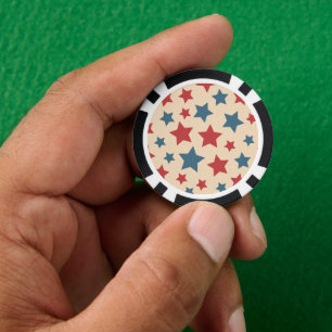 Jetons De Poker Étoiles rouges et bleues, 4 juillet, fond beige