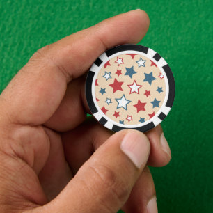 Jetons De Poker Étoiles rouges et bleues, 4 juillet, fond beige