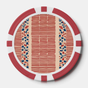 Jetons De Poker Étoiles rouges et bleues et rayures 4 juillet