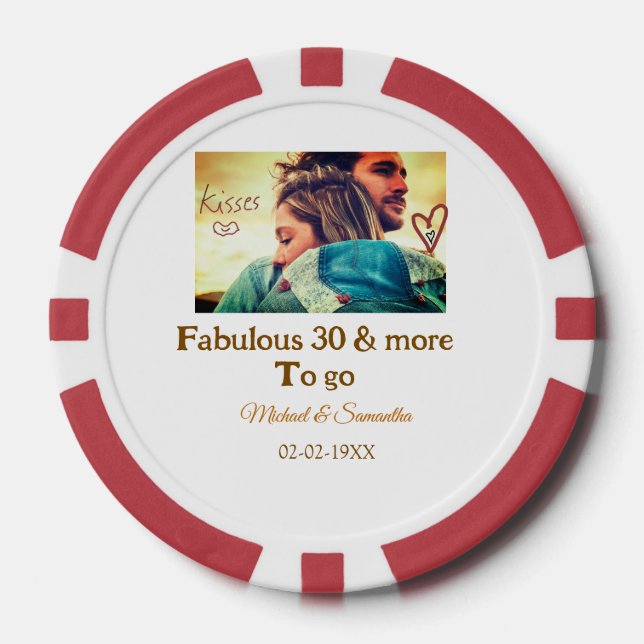 Jetons De Poker Fabulux 30 ans anniversaire ajouter nom photo date (Recto)