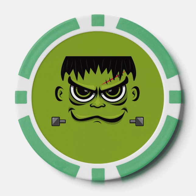 Jetons De Poker Face Frankenstein Halloween (Recto)