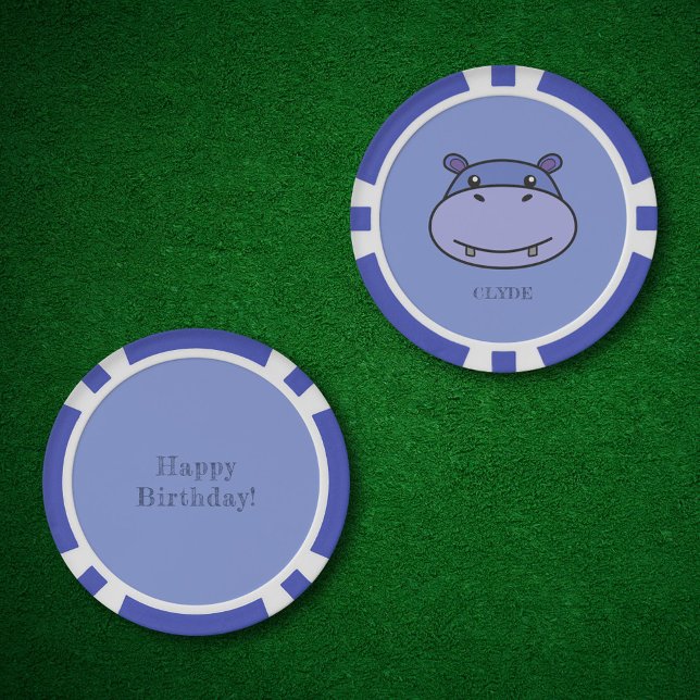Jetons De Poker Face Hippo mignonne (Cute Hippo Face Poker Chips)