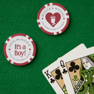 Jetons De Poker Faire-part de naissance personnalisé bébé garçon p