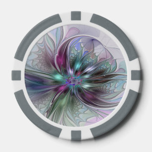 Jetons De Poker Fantaisie Abstraite Moderne Fleur Fractale Colorée