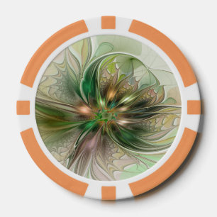 Jetons De Poker Fantaisie Abstraite Moderne Fleur Fractale Colorée