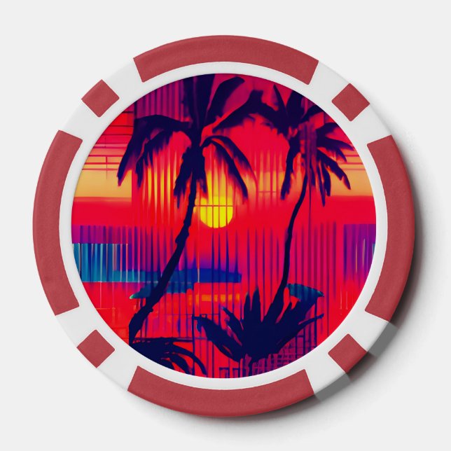 Jetons De Poker Fantaisie d'évasion tropicale (Verso)