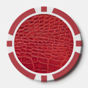 Jetons De Poker Faux rouge alligator cuir