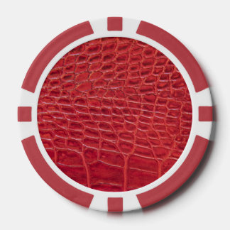 Jetons De Poker Faux rouge alligator cuir