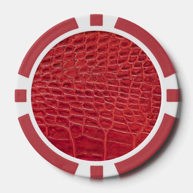 Jetons De Poker Faux rouge alligator cuir (Recto)
