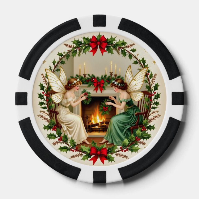 Jetons De Poker Fées de Noël d'époque victorienne (Recto)
