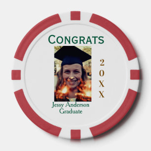 Jetons De Poker Félicitations diplômé vert or année 20XX nom simpl