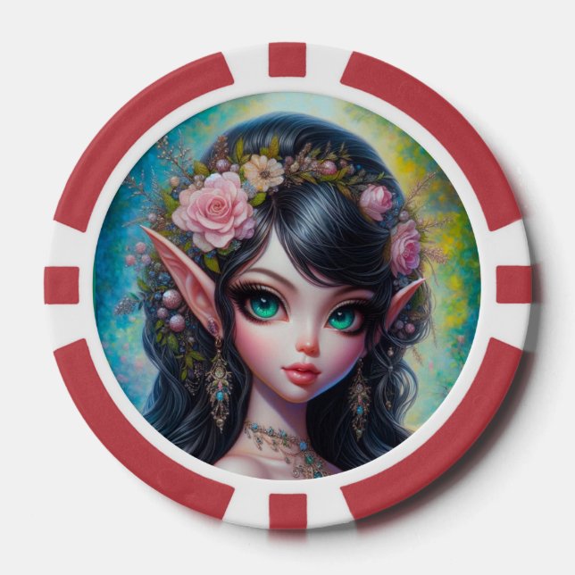 Jetons De Poker Femme Elfe Fantastique (Recto)