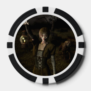 Jetons De Poker Femme mince portant une lampe