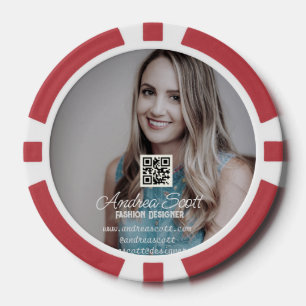 Jetons De Poker Femme patronne d'entreprise ajouter photo nom q r