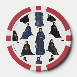 Jetons De Poker Femmes saoudiennes en abayas colorés