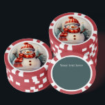 Jetons De Poker Festif Christmas snowman ajouter un texte<br><div class="desc">Festin bonhomme de neige ajouter texte Poker Chips</div>