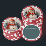 Jetons De Poker Festif Christmas snowman ajouter un texte<br><div class="desc">Festin bonhomme de neige ajouter texte Poker Chips</div>