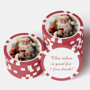 Jetons De Poker Festif Noël Père Noël boisson gratuite