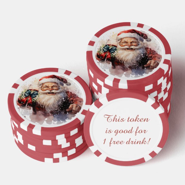 Jetons De Poker Festif Noël Père Noël boisson gratuite (Empiler)