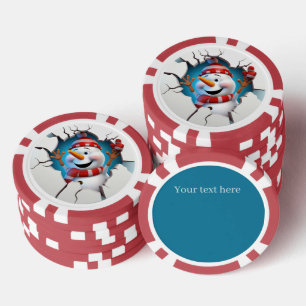 Jetons De Poker Festive Christmas 3dee snowman ajouter du texte