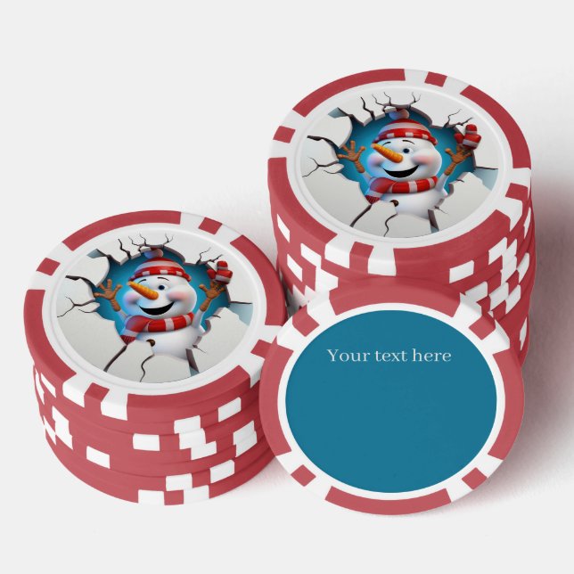 Jetons De Poker Festive Christmas 3dee snowman ajouter du texte (Empiler)