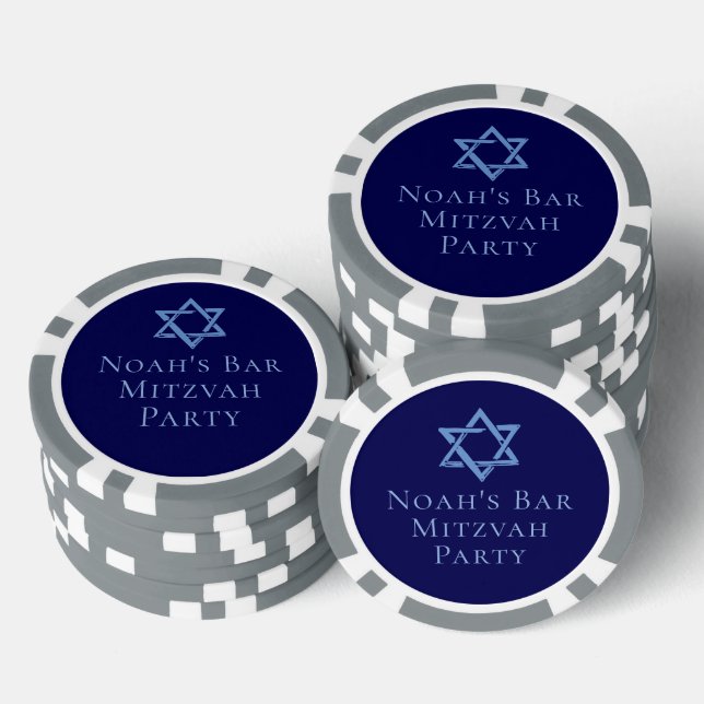 Jetons De Poker Fête Bar Mitzvah Étoile de David Bleu Royal (Empiler)