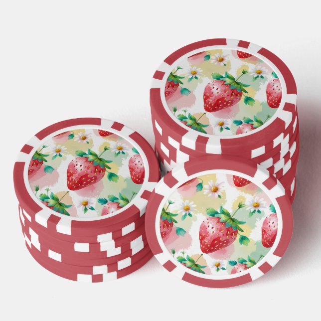 Jetons De Poker Fête d'anniversaire aux fraises mignonnes (Empiler)