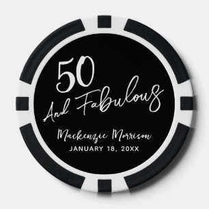 Jetons De Poker Fête d'anniversaire cinquantaine noire et fabuleus