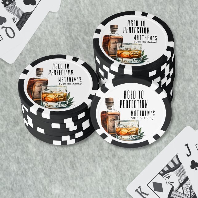 Jetons De Poker Fête d'anniversaire Vieilli à la perfection (Aged To Perfection Birthday Party Poker Chips)