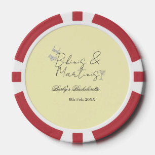 Jetons De Poker Fête de bachelorette Bikins & Martinis jaune rétro