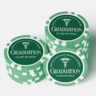 Jetons De Poker Fête de remise de diplôme personnalisée en vert po