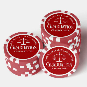 Jetons De Poker Fête de remise de diplômes personnalisée en rouge