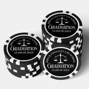 Jetons De Poker Fête de remise de diplômes personnalisée noir blan